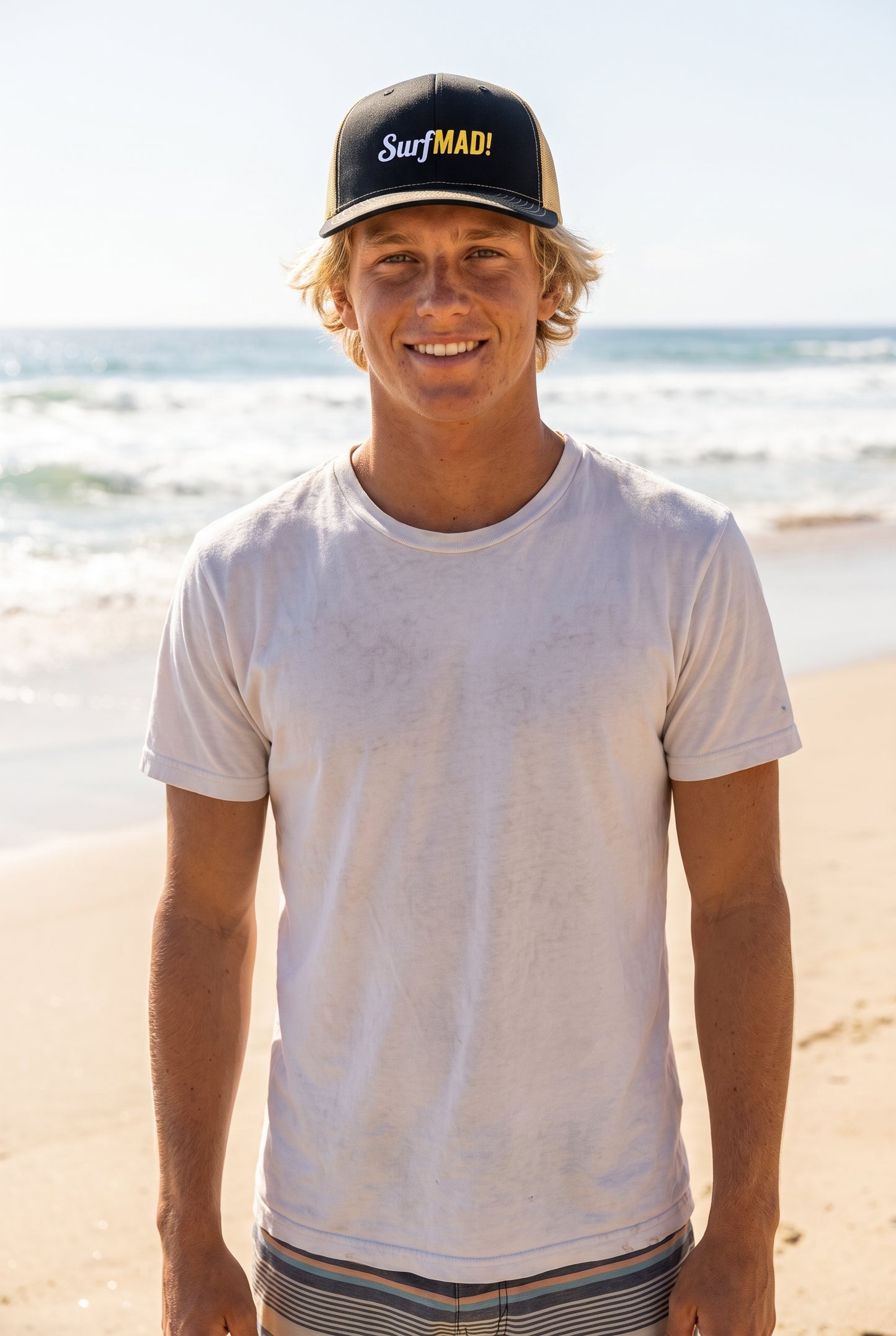 SurfMAD! Richardson 112 Trucker Hat - Black / Vegas Gold