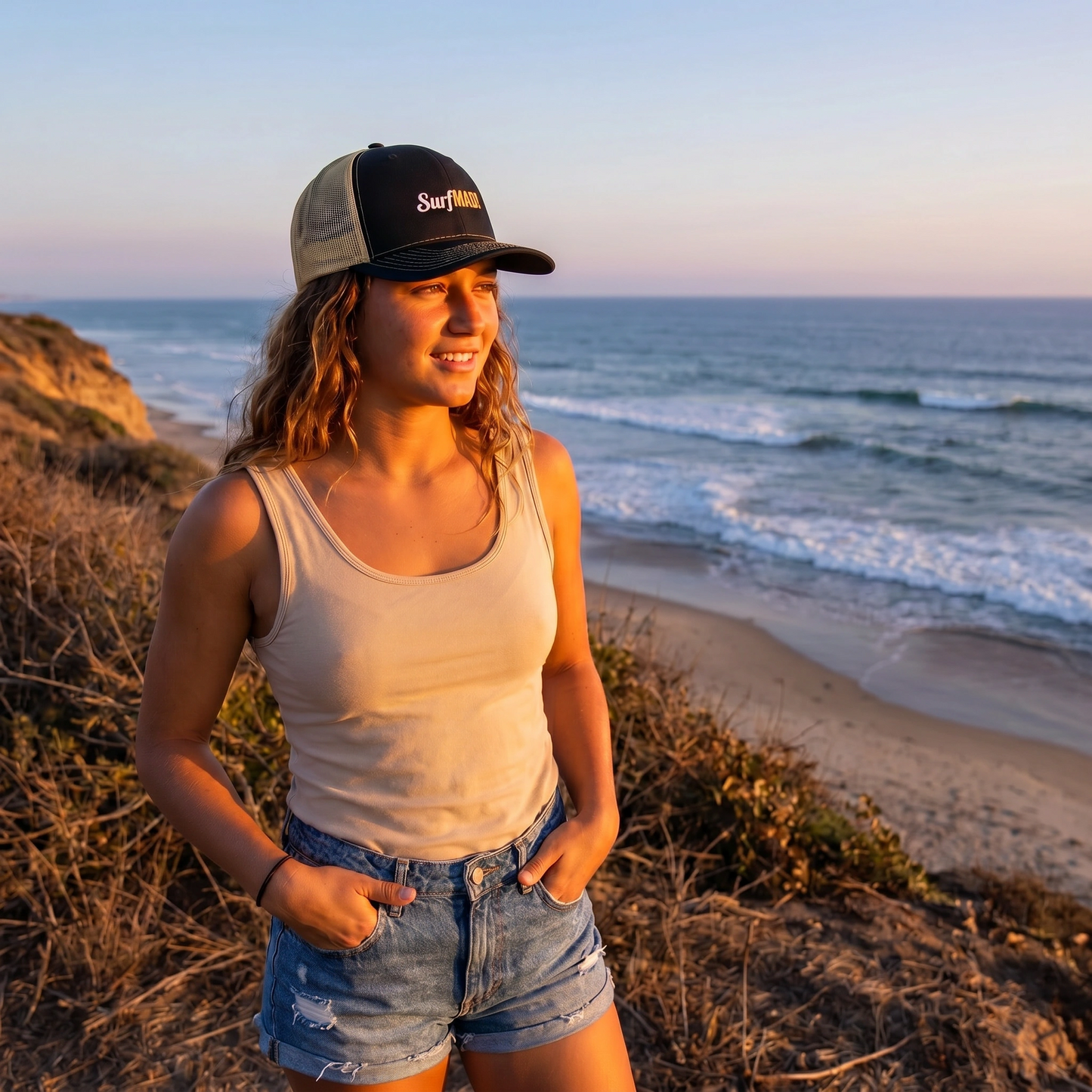 SurfMAD! Richardson 112 Trucker Hat - Black / Vegas Gold