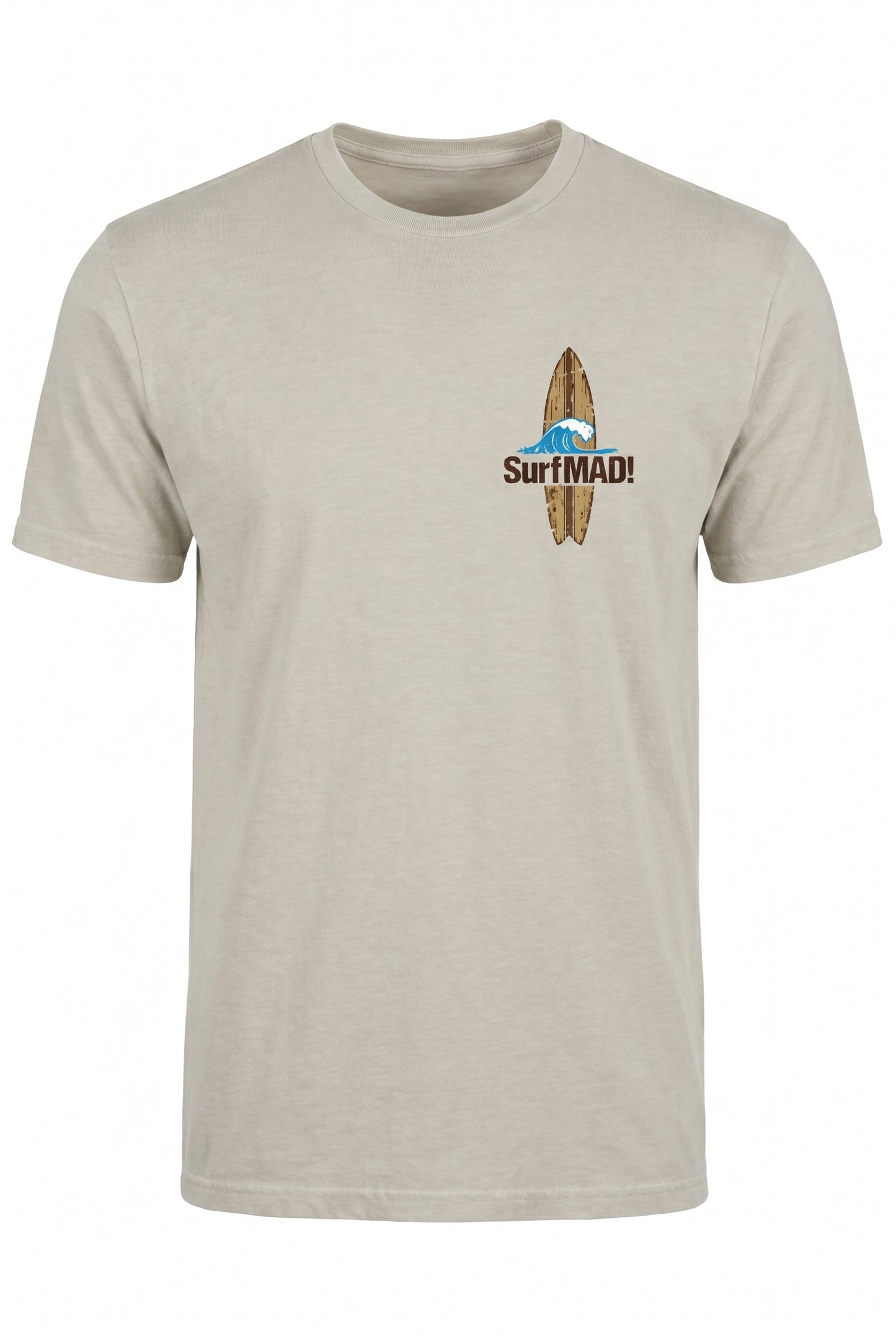 SurfMAD! Vintage Hawaii 1930s Surf Heritage T-Shirt – Iconic Board Logo Front & Exclusive Outrigger Canoe Back Print